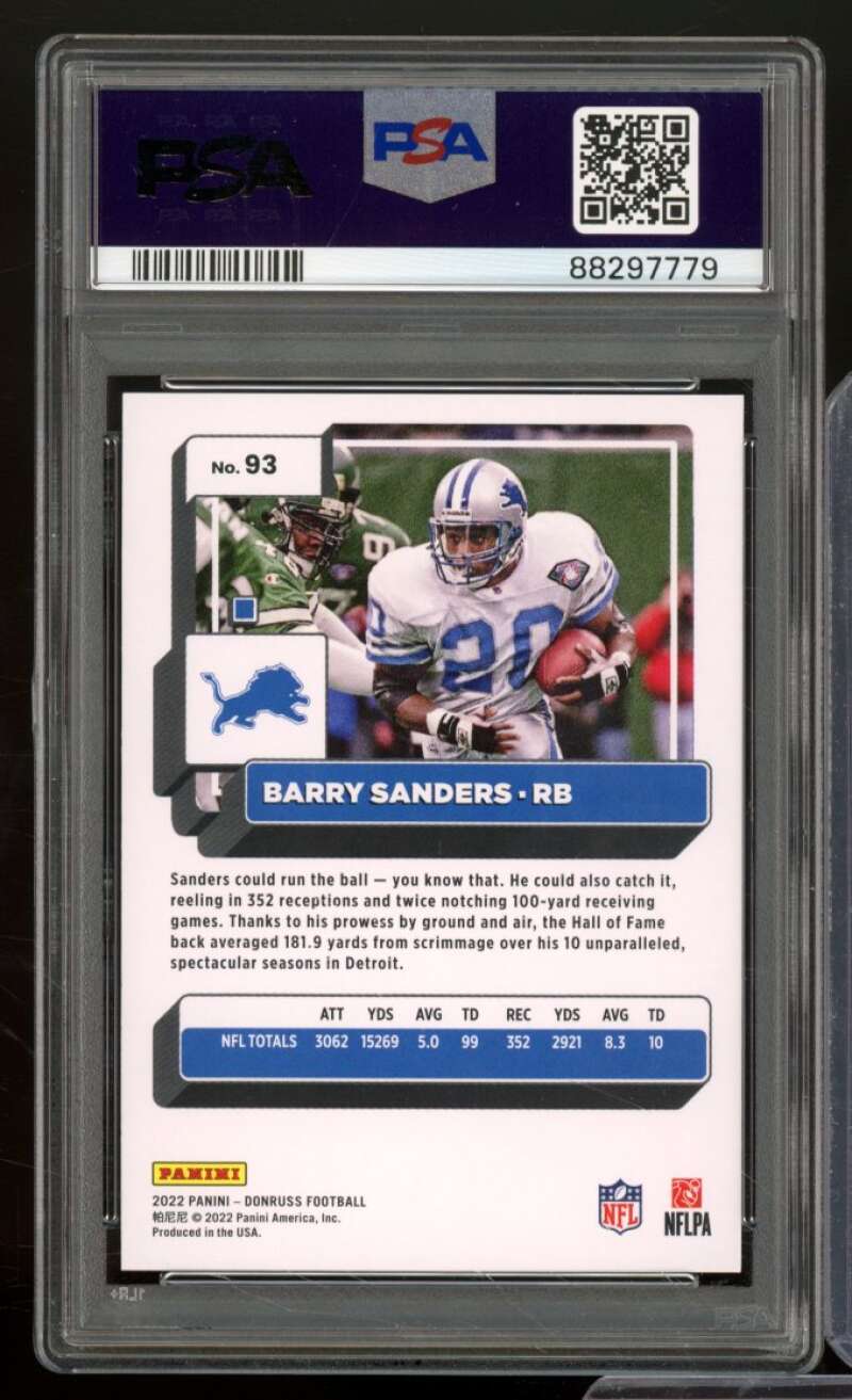 Barry Sanders Card 2022 Donruss #93 PSA 9 Image 2