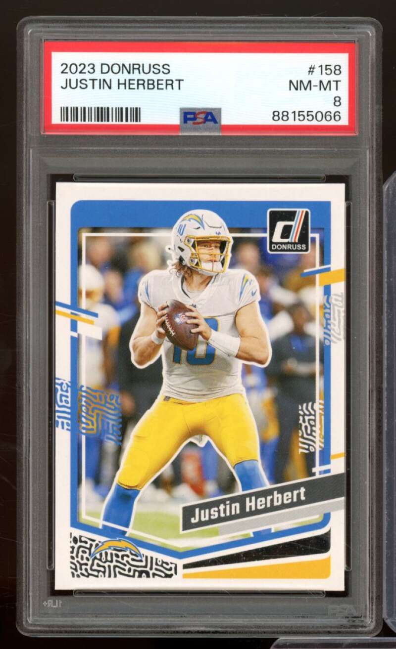 Justin Herbert Card 2023 Donruss #158 PSA 8 Image 1