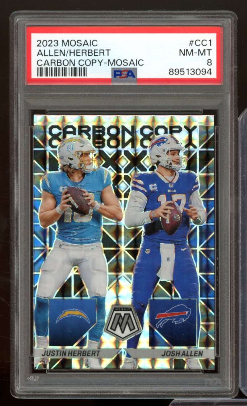 Justin Herbert/Josh Allen Card 2023 Mosaic Carbon Copy Mosaic #CC1 PSA 8 Image 1