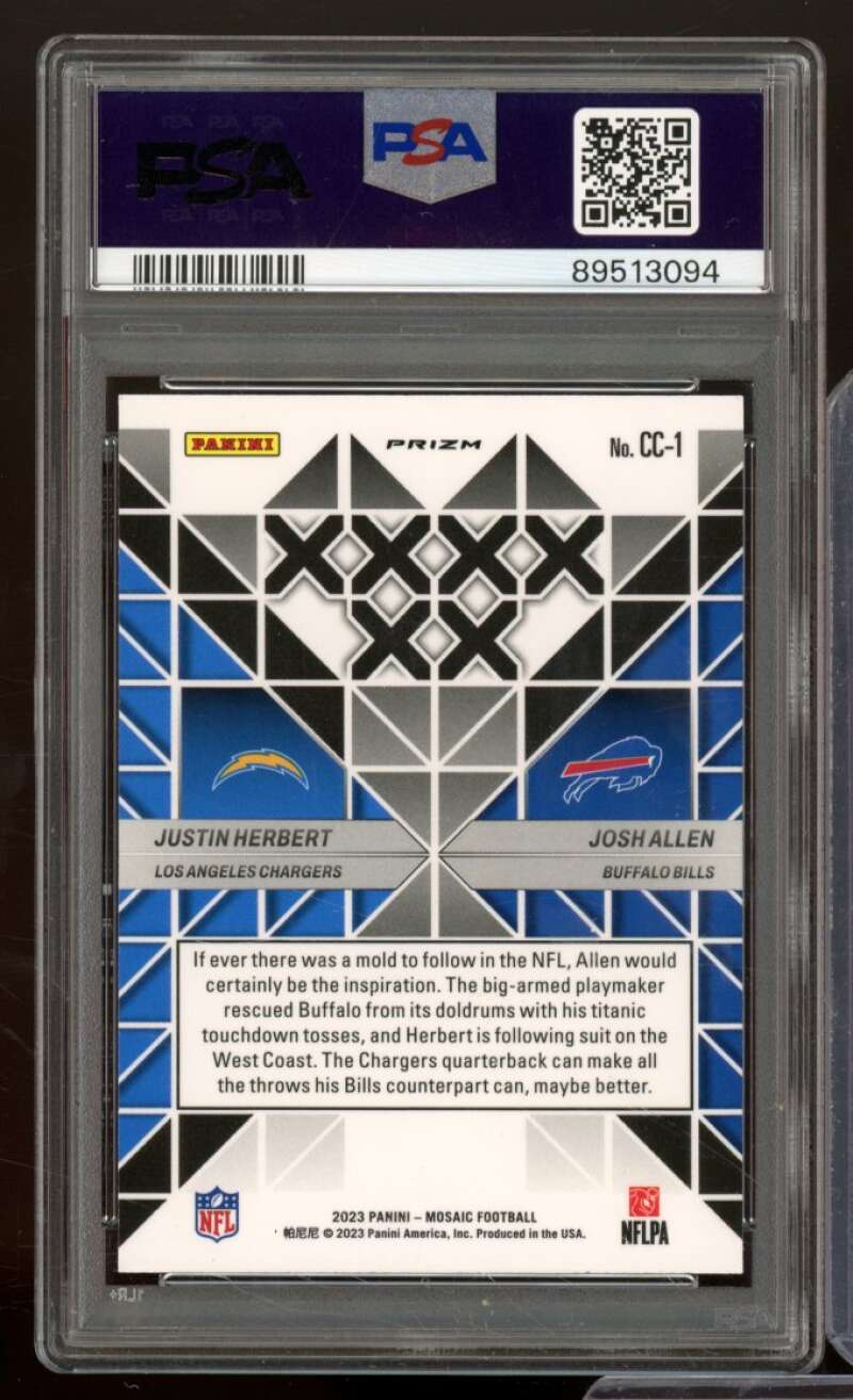 Justin Herbert/Josh Allen Card 2023 Mosaic Carbon Copy Mosaic #CC1 PSA 8 Image 2