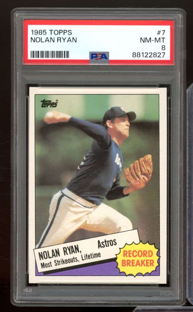 Nolan Ryan Card 1985 Topps #7 PSA 8 Image 1