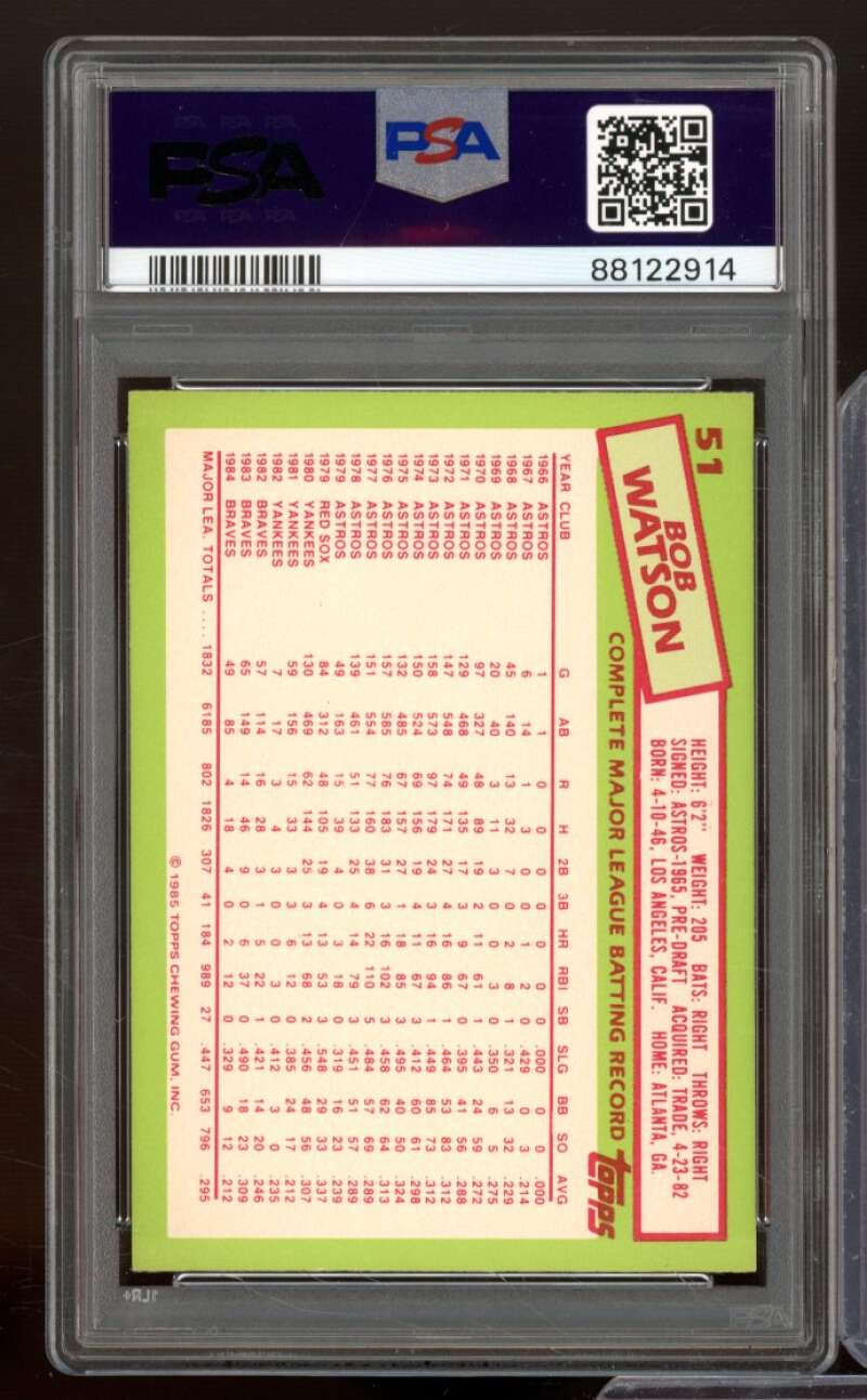 Bob Watson Card 1985 Topps Tiffany #51 PSA 7 Image 2