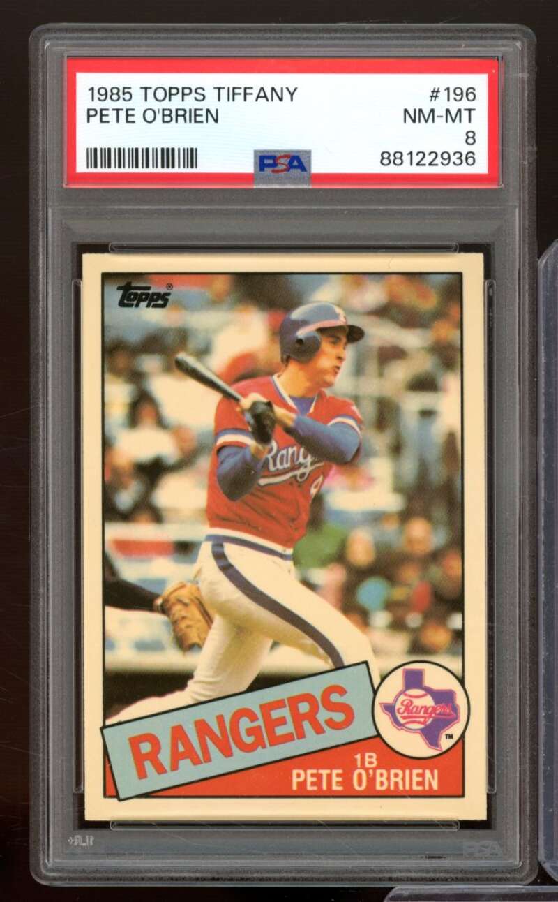 Pete O'Brien Card 1985 Topps Tiffany #196 PSA 8 Image 1