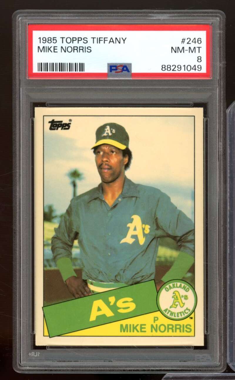 Mike Norris Card 1985 Topps Tiffany #246 PSA 8 Image 1