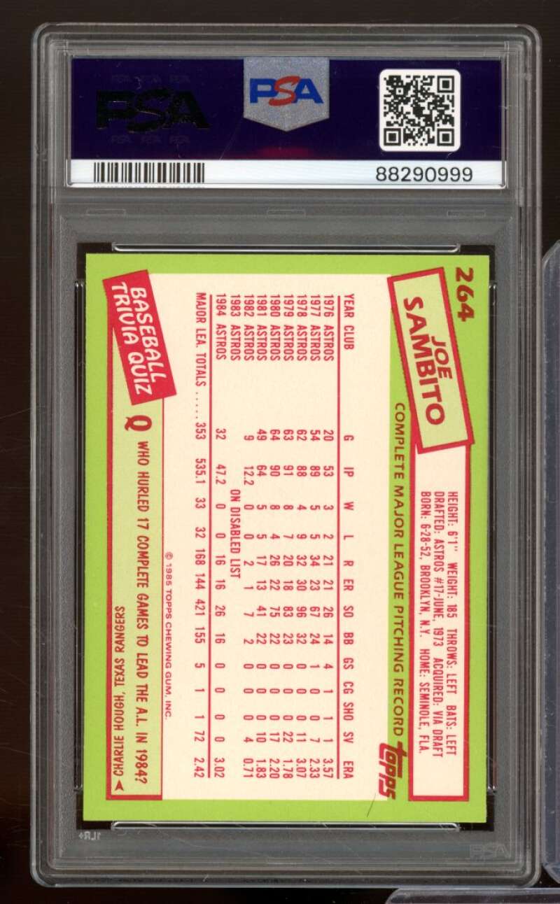 Joe Sambito Card 1985 Topps Tiffany #264 PSA 8 Image 2