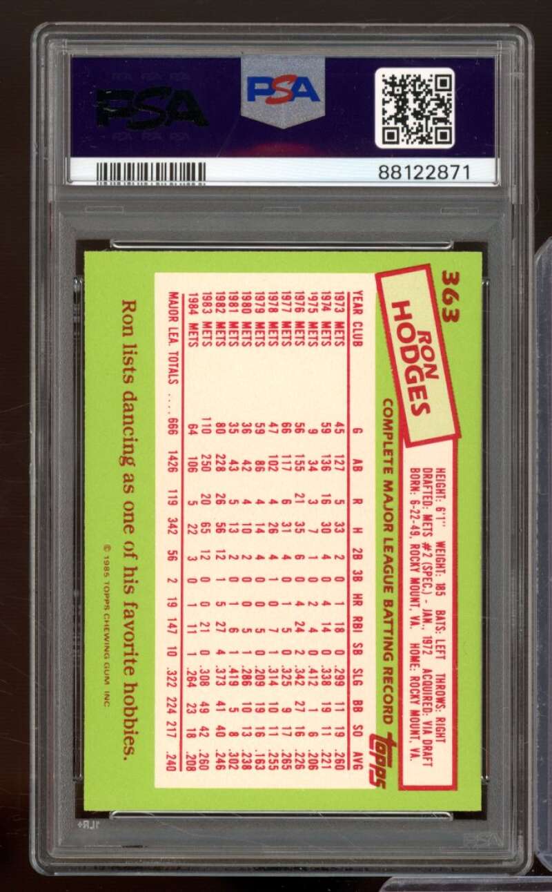 Ron Hodges Card 1985 Topps Tiffany #363 PSA 8 Image 2