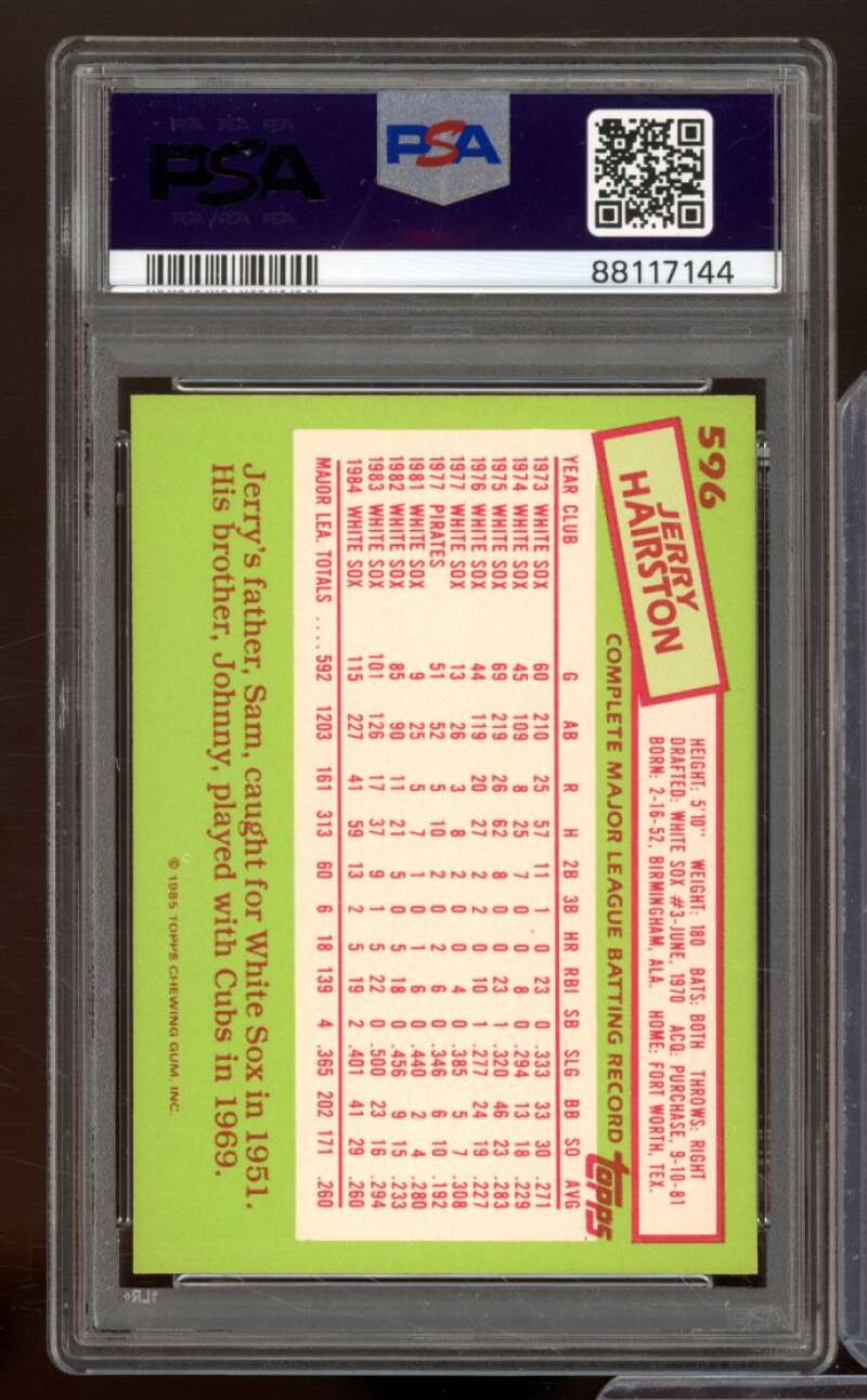 Jerry Hairston Card 1985 Topps Tiffany #596 PSA 7 Image 2