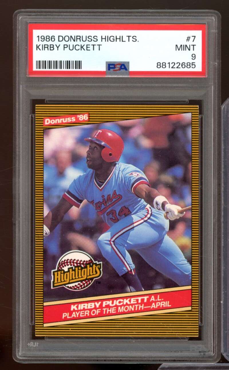 Kirby Puckett Card 1986 Donruss #7 PSA 9 Image 1