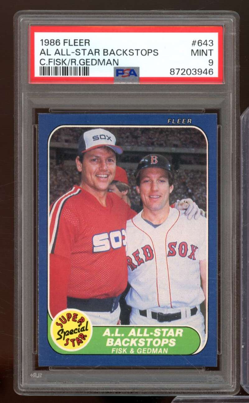 Carlton Fisk/Rich Gedman Card 1986 Fleer #643 PSA 9 Image 1