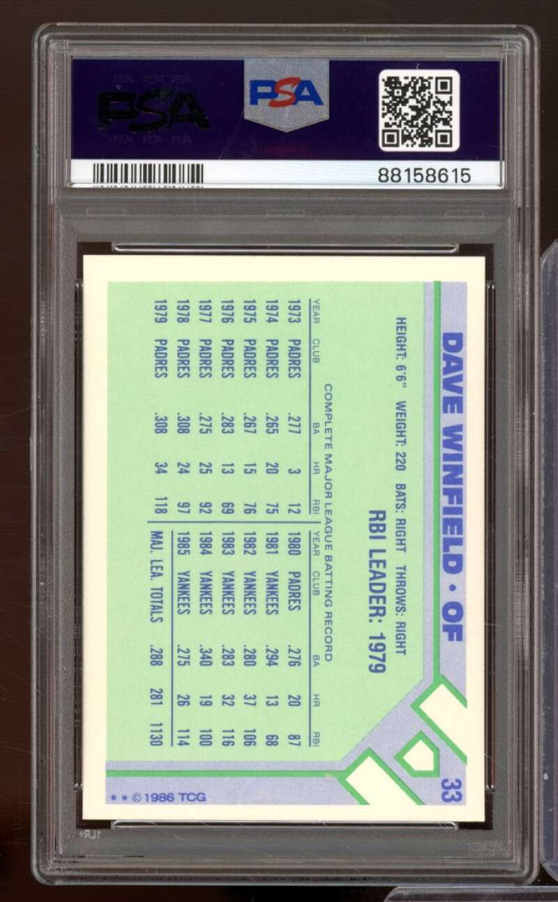 Dave Winfield Card 1986 Woolworth #33 PSA 9 Image 2