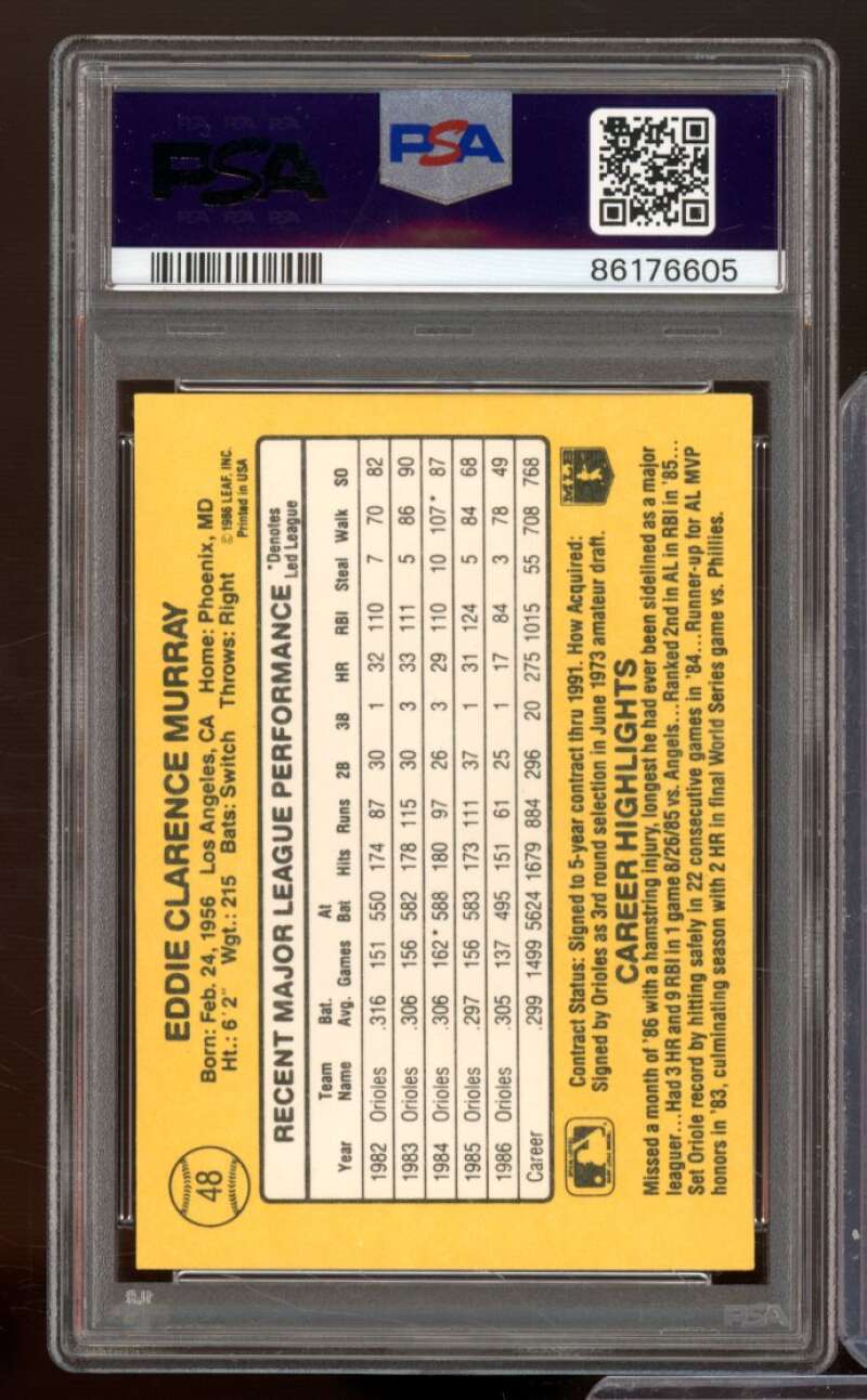 Eddie Murray Card 1987 Donruss #48 PSA 9 Image 2