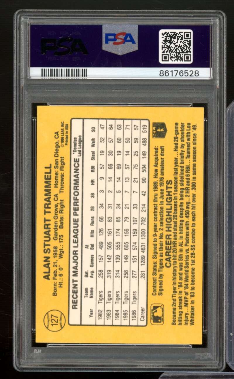 Alan Trammell Card 1987 Donruss #127 PSA 9 Image 2