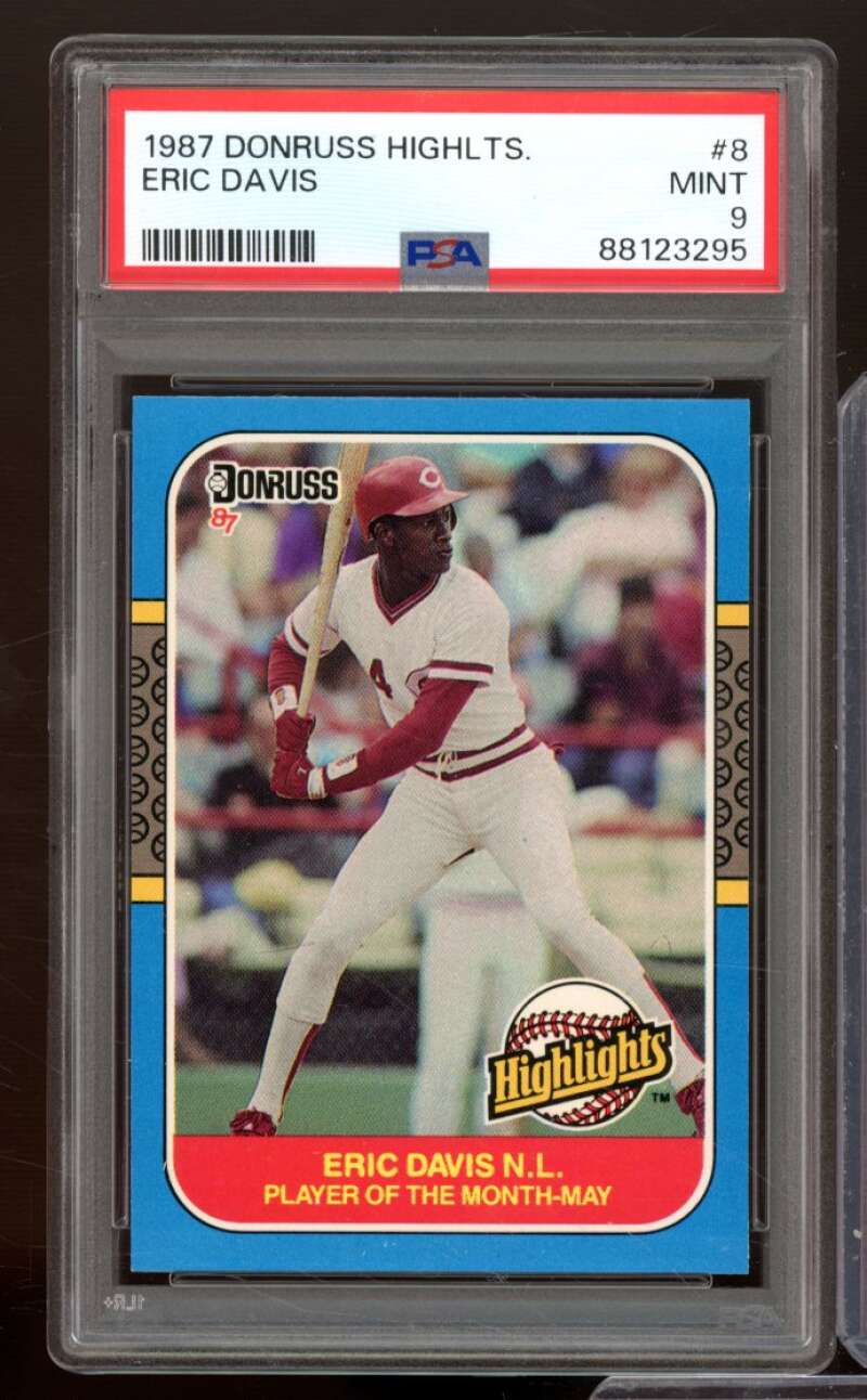 Eric Davis Card 1987 Donruss Highlights #8 PSA 9 Image 1