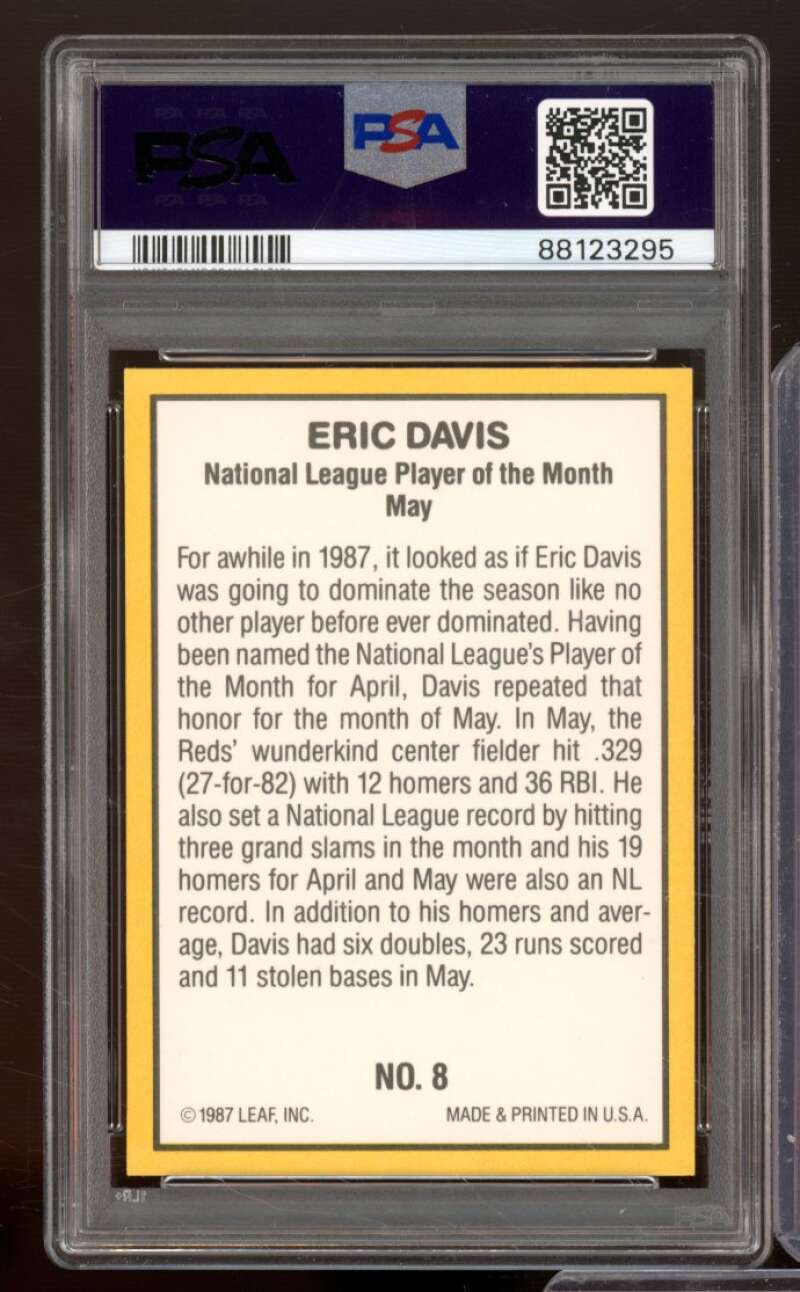 Eric Davis Card 1987 Donruss Highlights #8 PSA 9 Image 2