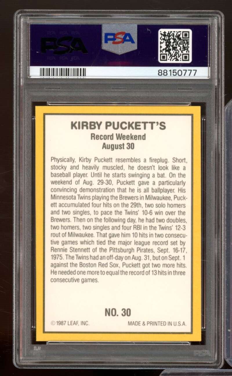 Kirby Puckett Card 1987 Donruss Highlights #30 PSA 7 Image 2