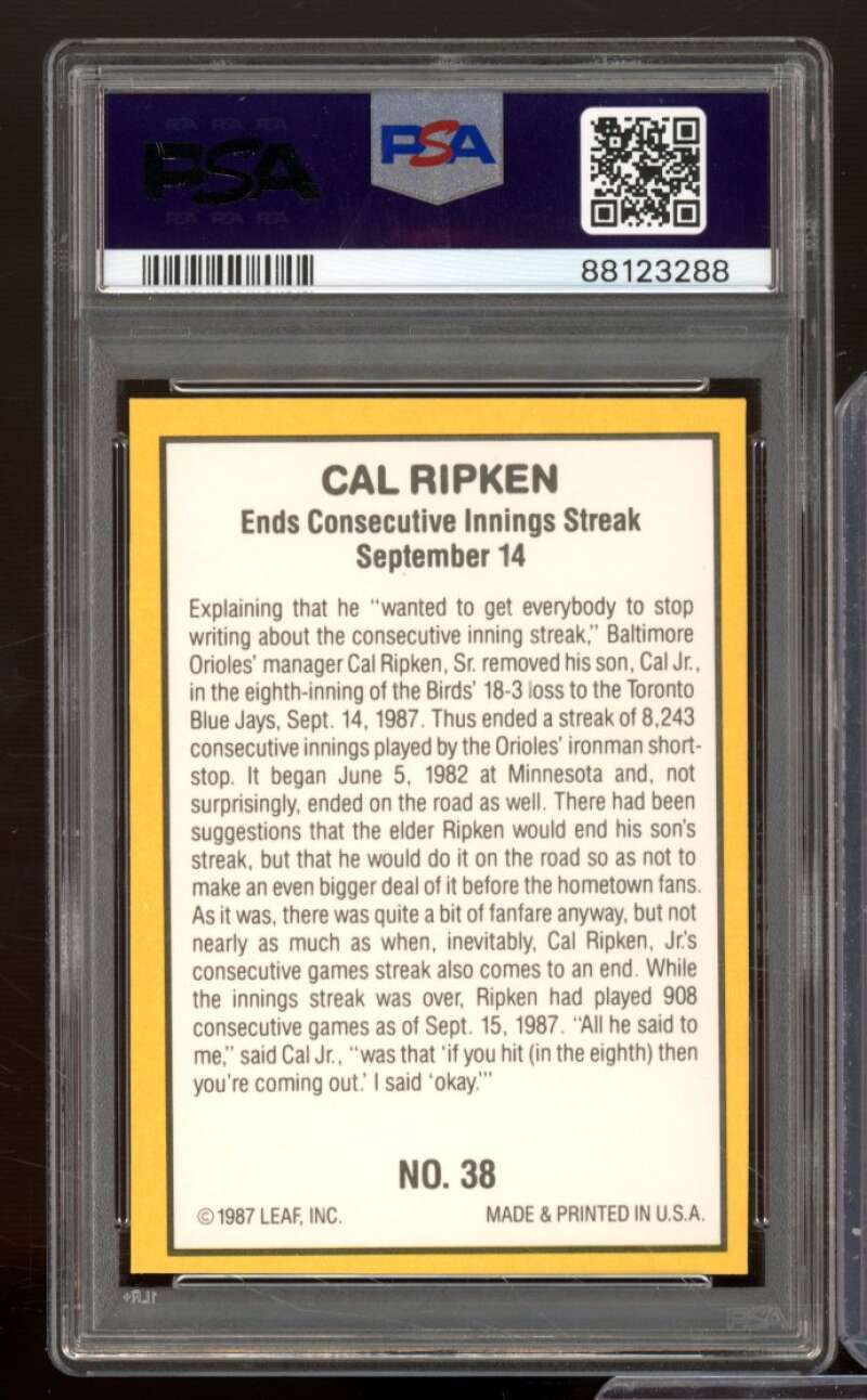 Cal Ripken Jr. Card 1987 Donruss Highlights #38 PSA 9 Image 2