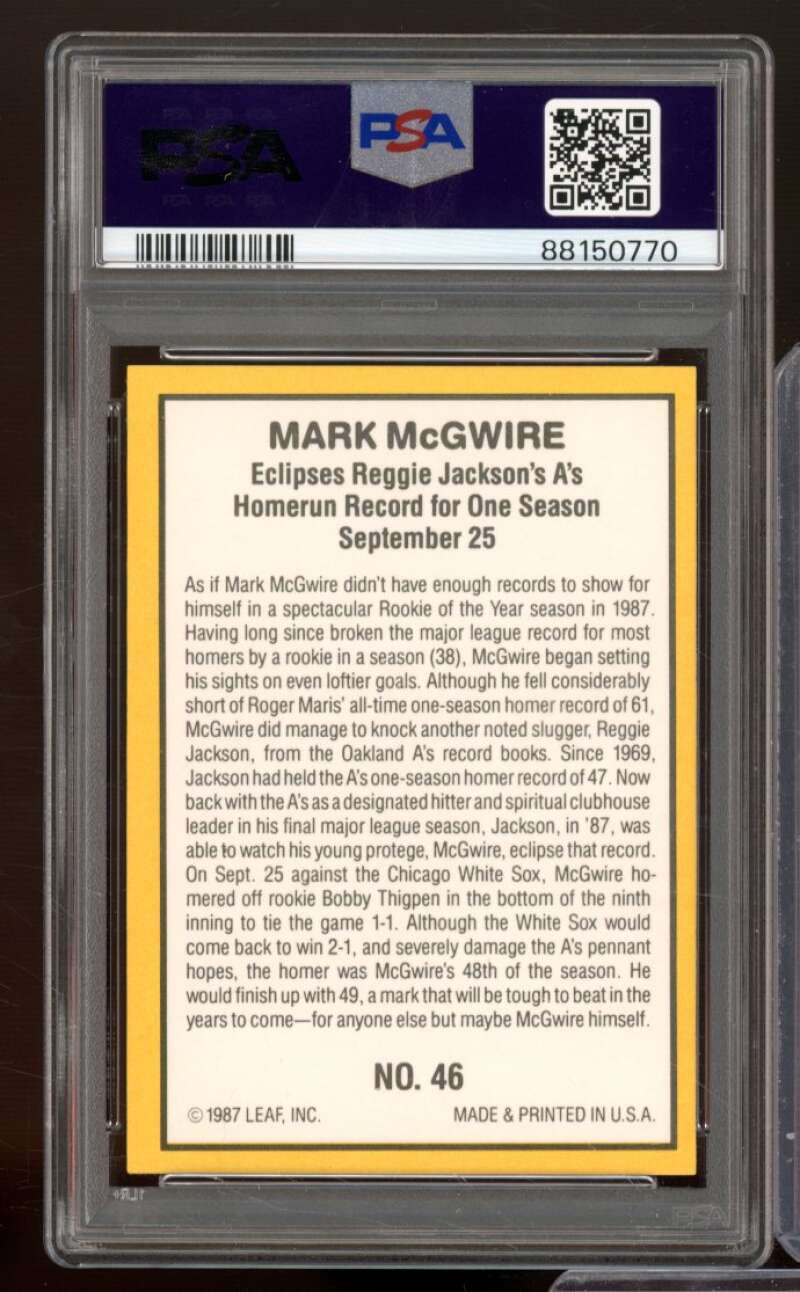 Mark McGwire Card 1987 Donruss Highlights #46 PSA 5 Image 2