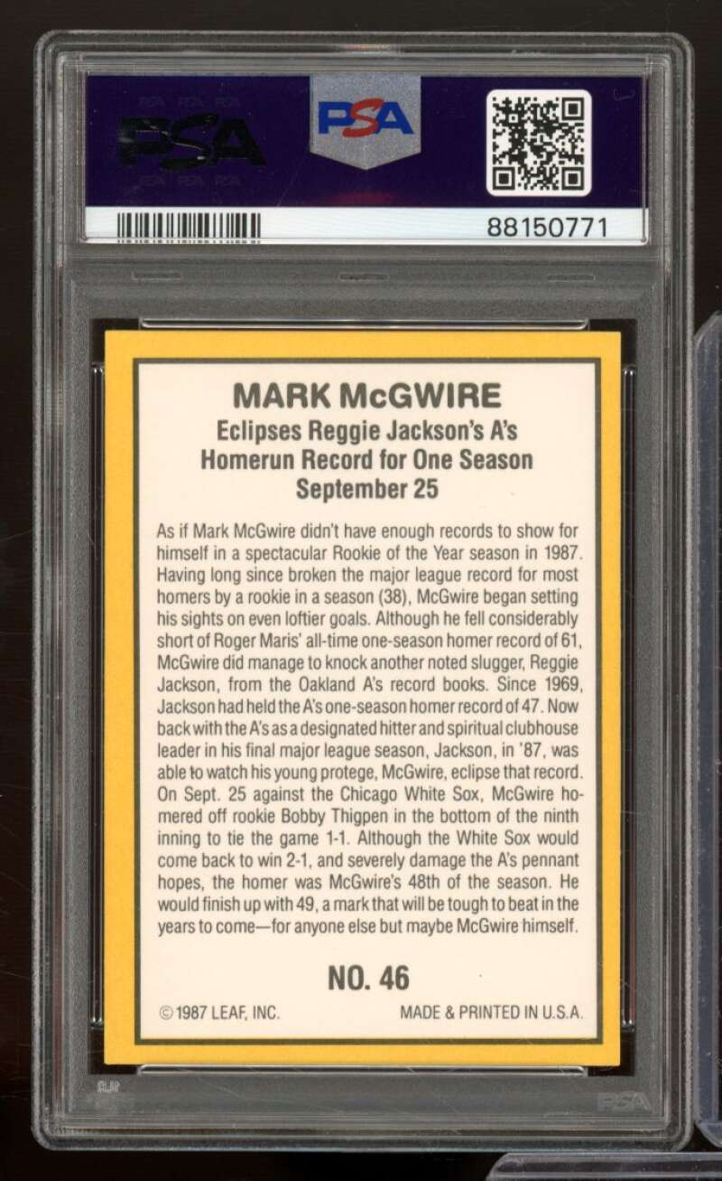 Mark McGwire Rookie Card 1987 Donruss Highlights #46 PSA 6 Image 2