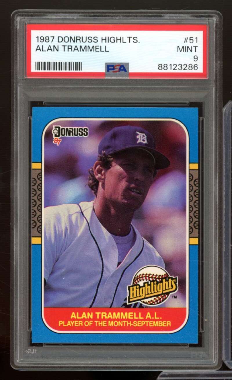 Alan Trammell Card 1987 Donruss Highlights #51 PSA 9 Image 1