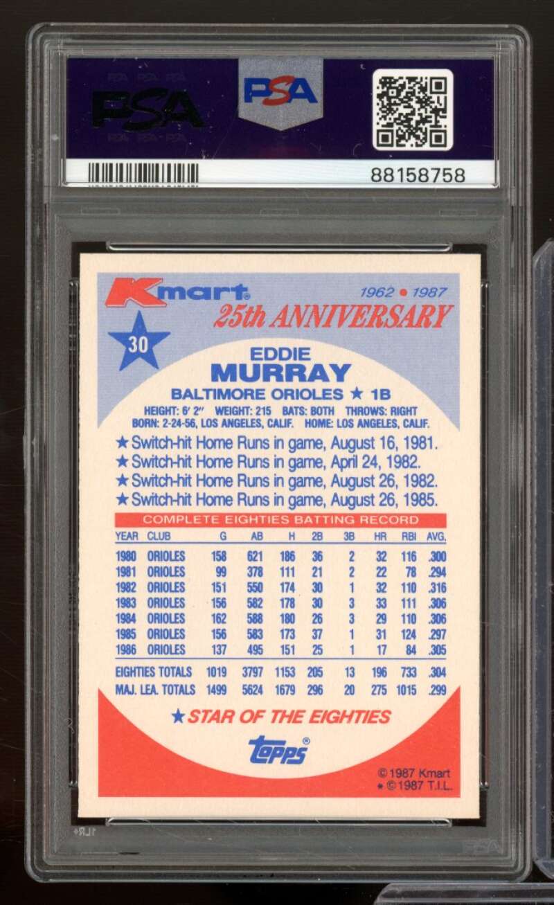 Eddie Murray Card 1987 K-Mart #30 PSA 9 Image 2