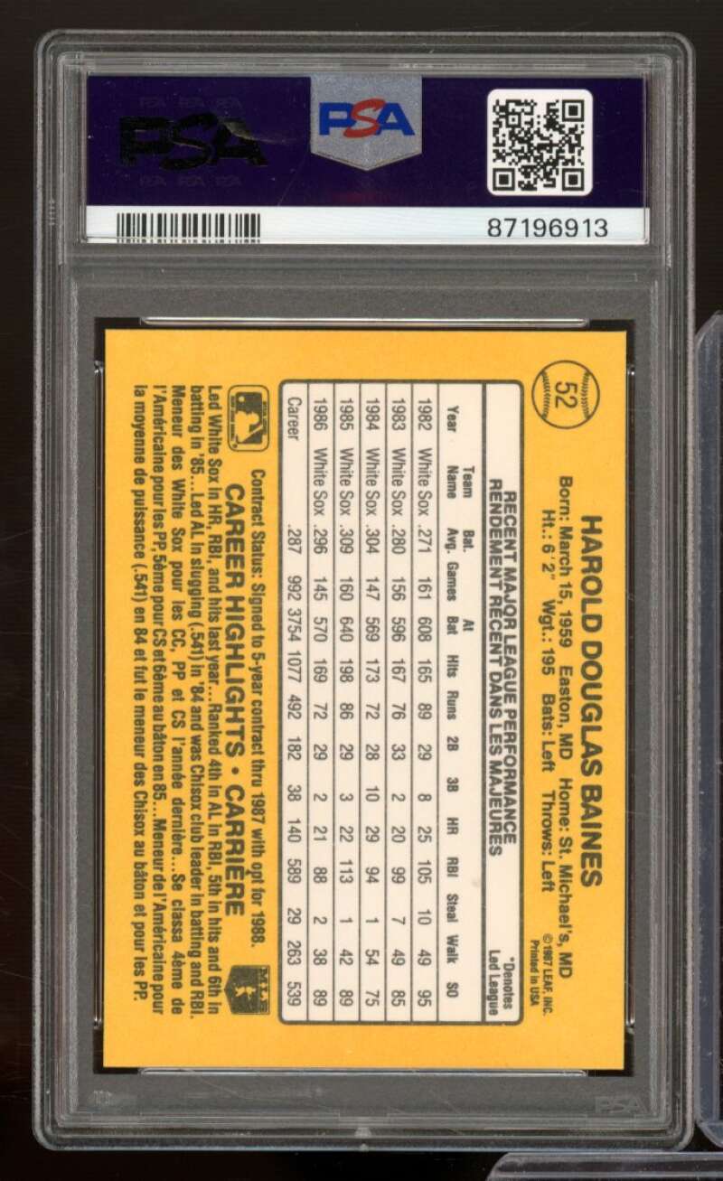 Harold Baines Card 1987 Leaf #52 PSA 8 Image 2