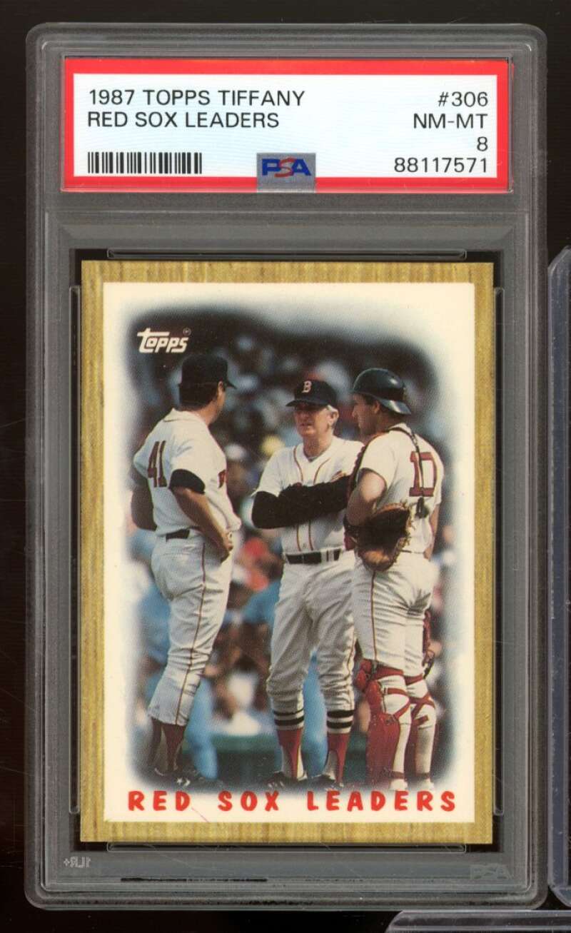 Red Sox Leaders Card 1987 Topps Tiffany #306 PSA 8 Image 1