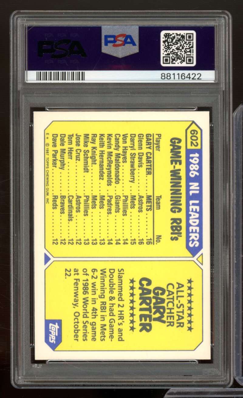 Gary Carter All-Star Card 1987 Topps Tiffany #602 PSA 8 Image 2