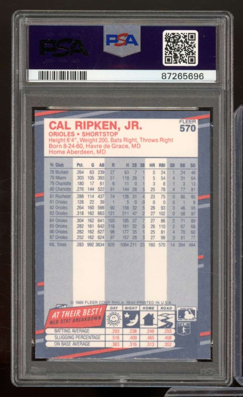 Cal Ripken Jr Card 1988 Fleer #570 PSA 9 Image 2