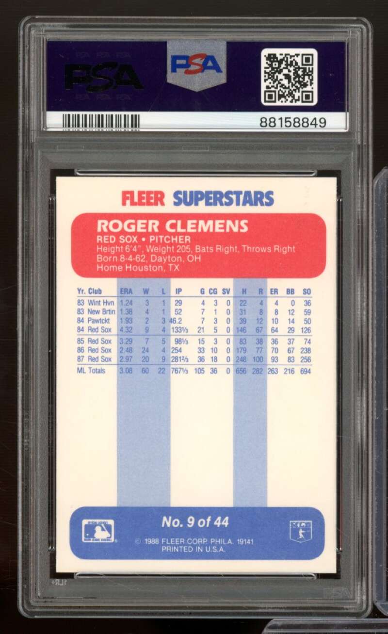 Roger Clemens Card 1988 Fleer Superstars #9 PSA 9 Image 2