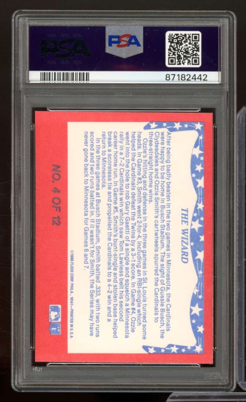 Ozzie Smith Card 1988 Fleer World Series #4 PSA 9 Image 2