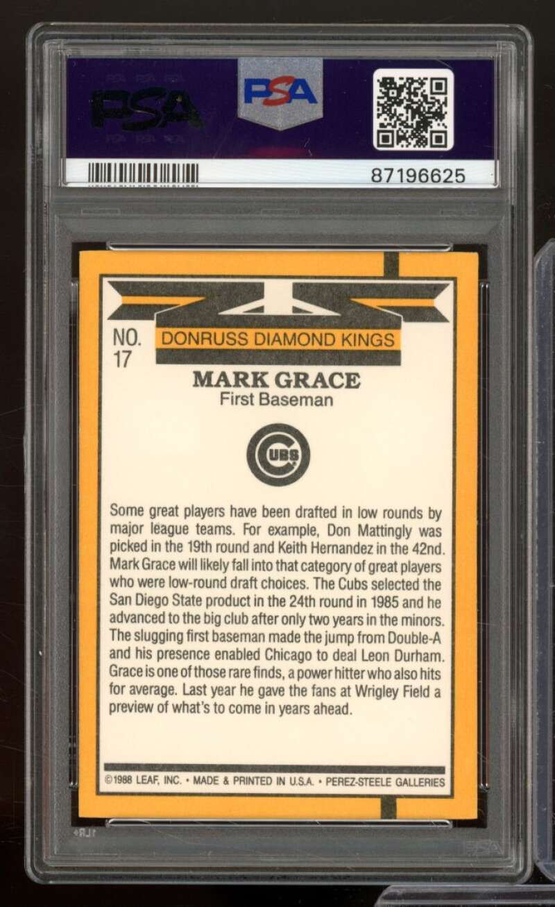 Mark Grace Card 1989 Donruss Diamond Kings #17 PSA 8 Image 2