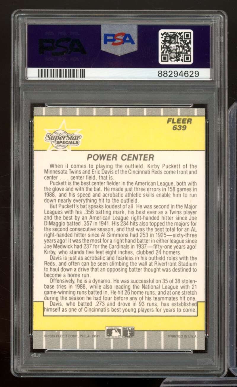 Kirby Puckett/Eric Davis Card 1989 Fleer #639 PSA 9 Image 2