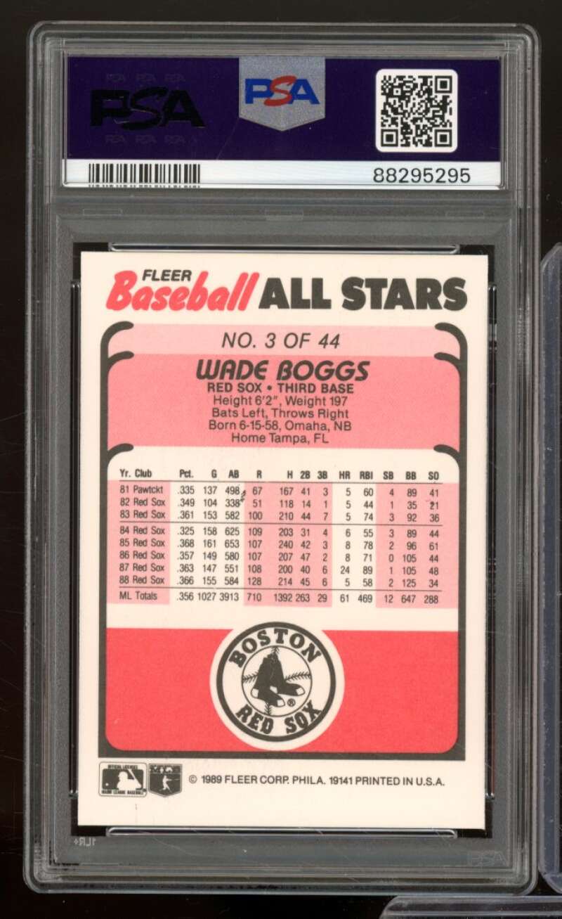 Wade Boggs Card 1989 Fleer Baseball All-Stars #3 PSA 9 Image 2