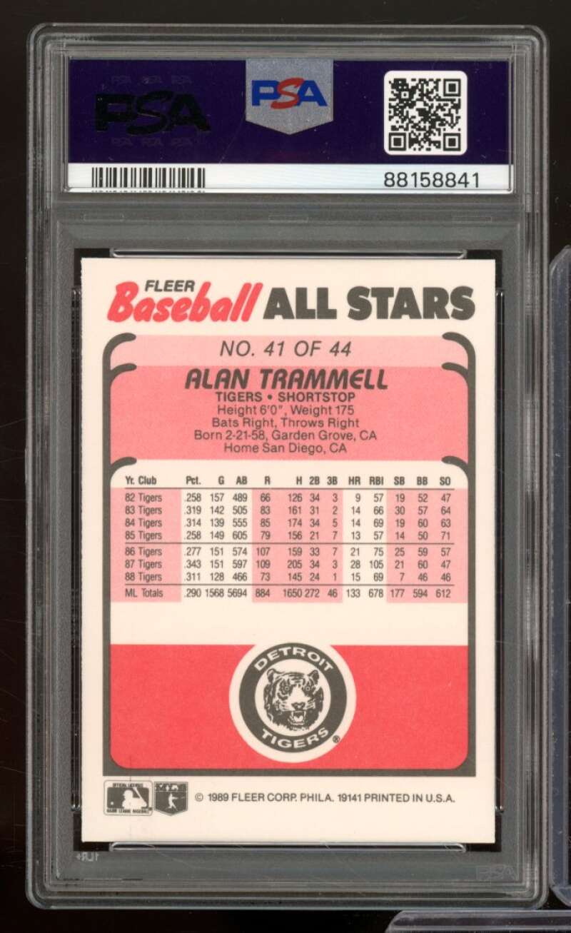 Alan Trammell Card 1989 Fleer Baseball All-Stars #41 PSA 9 Image 2