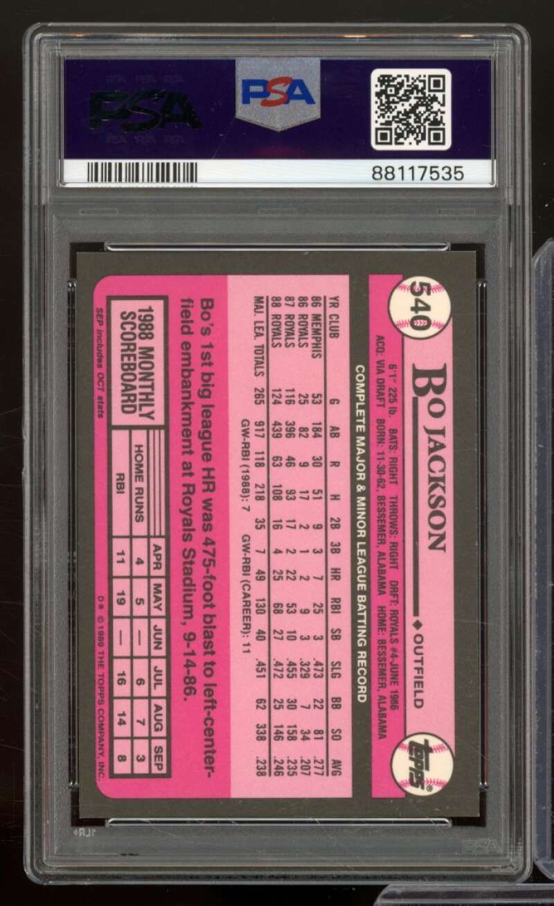 Bo Jackson Rookie Card 1989 Topps Tiffany #540 PSA 8 Image 2