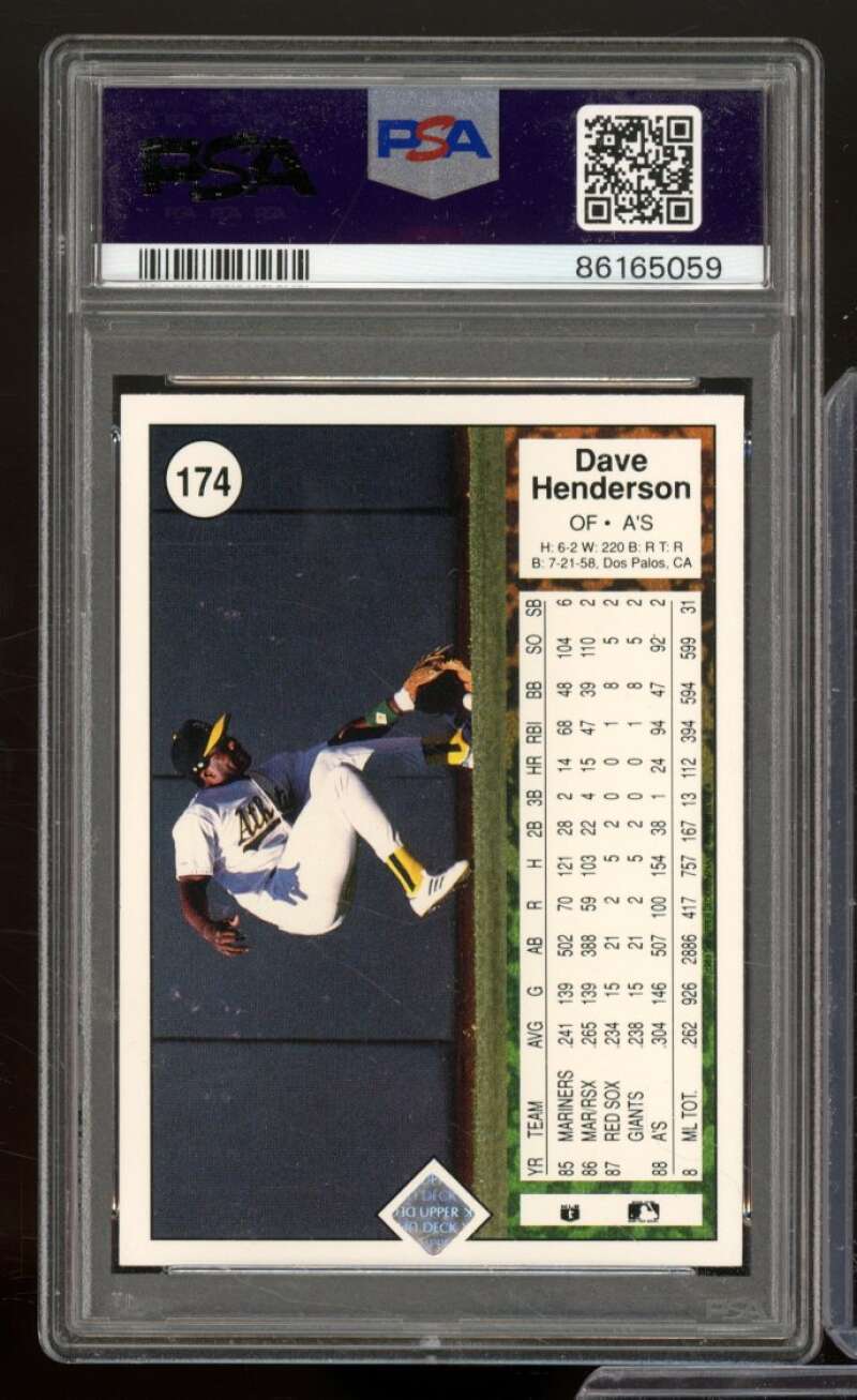 Dave Henderson Card 1989 Upper Deck #174 PSA 9 Image 2