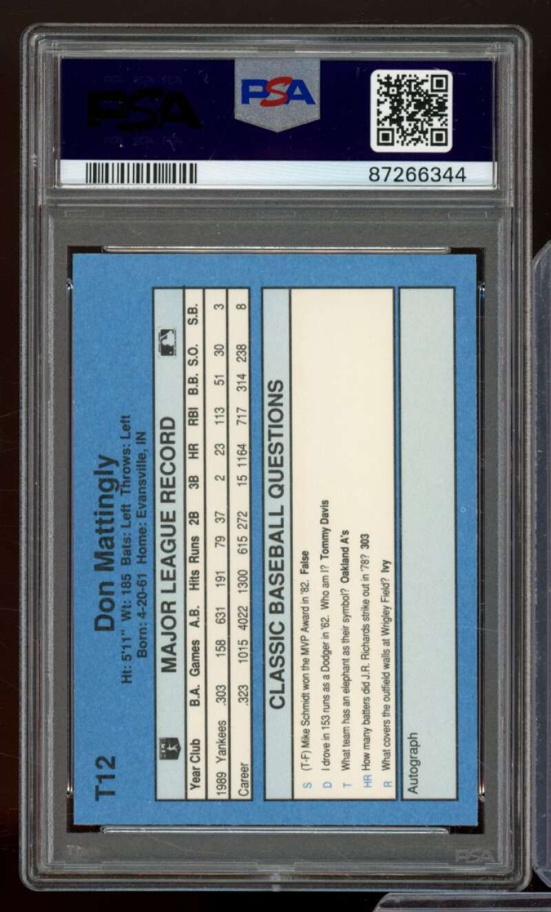 Don Mattingly Card 1990 Classic Series III #T12 PSA 8 Image 2