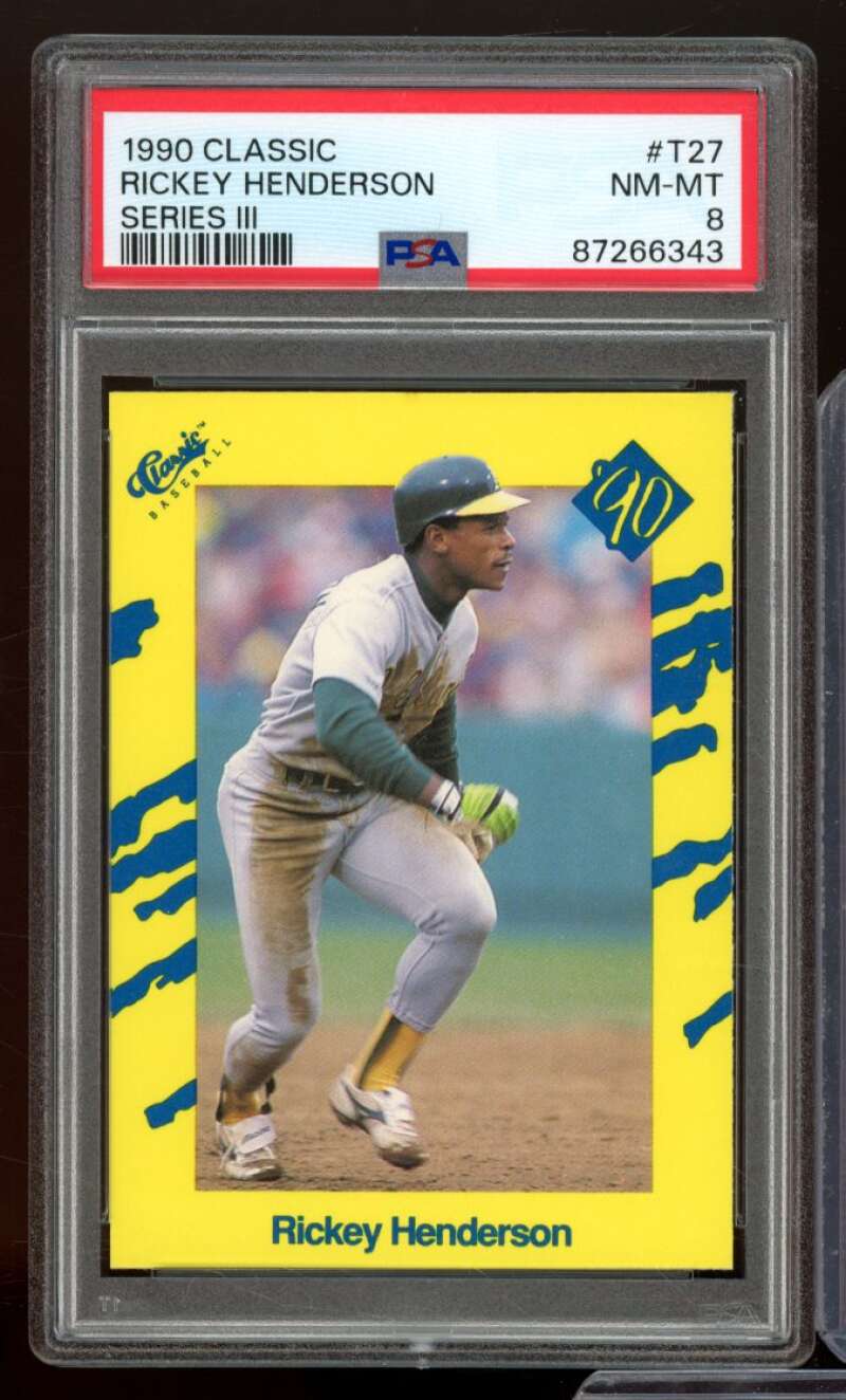 Rickey Henderson Card 1990 Classic #T27 PSA 8 Image 1