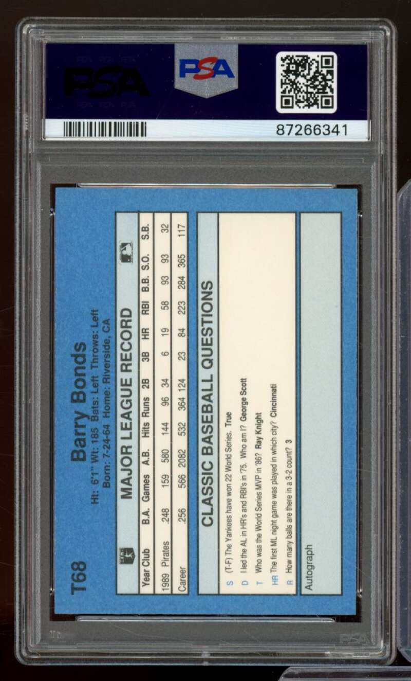 Barry Bonds Card 1990 Classic Series III #T68 PSA 8 Image 2