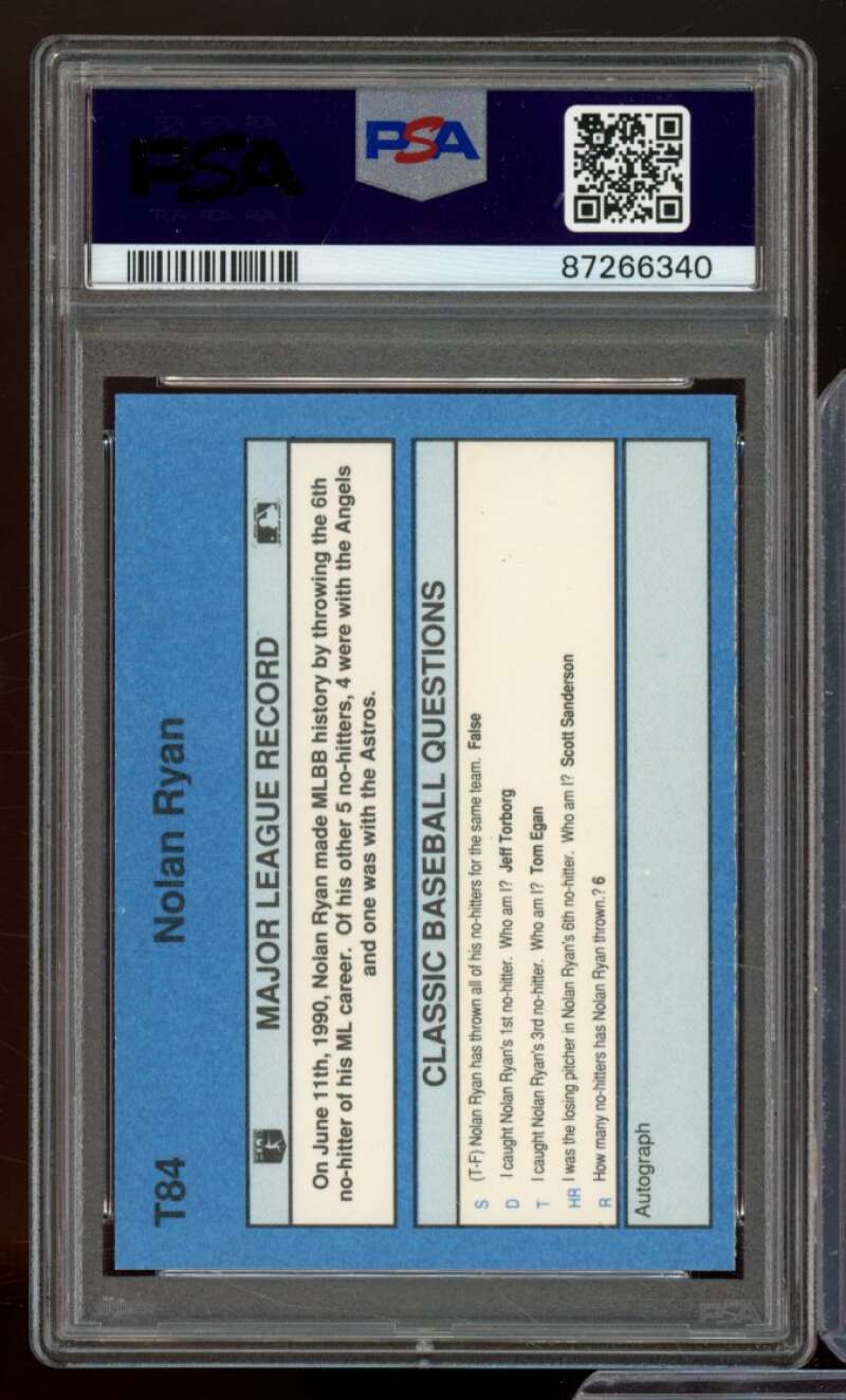 Nolan Ryan Card 1990 Classic #T84 PSA 9 Image 2