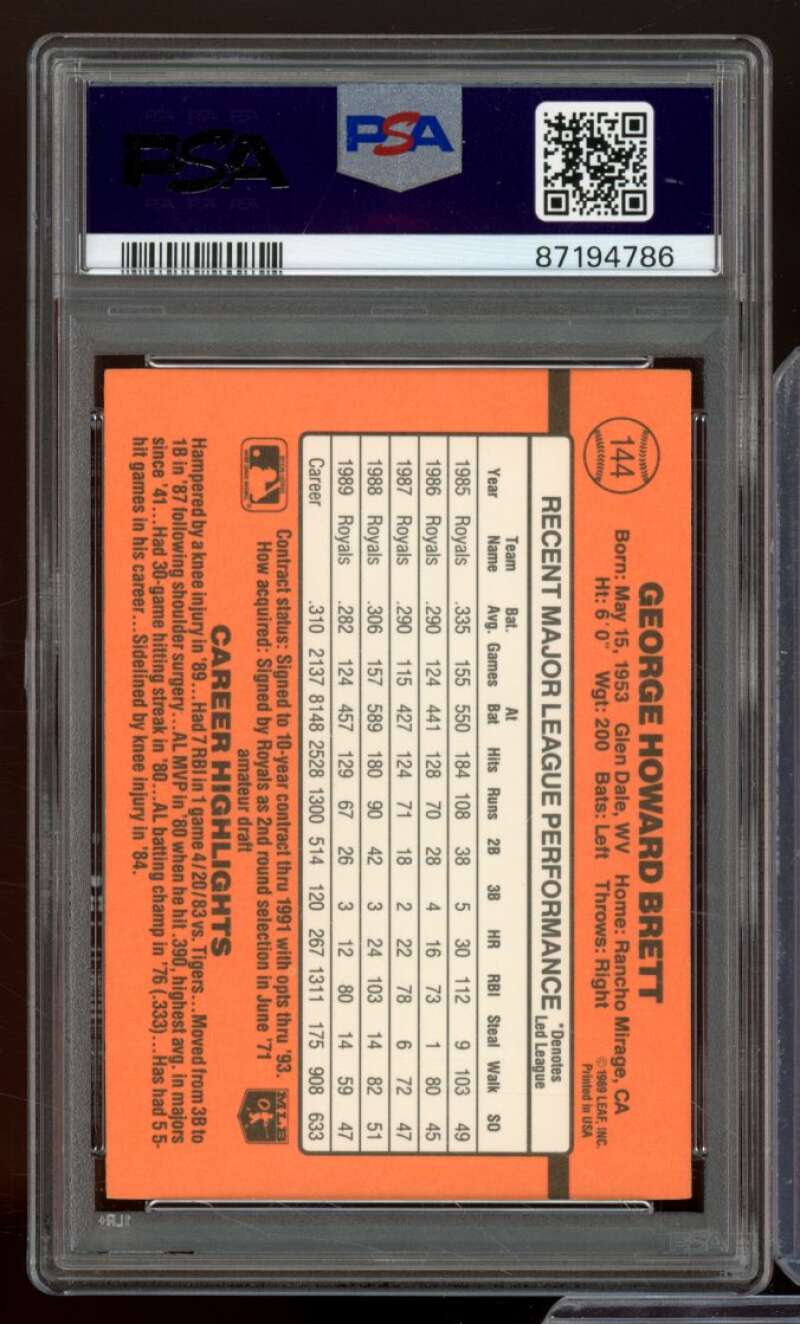 George Brett Card 1990 Donruss #144 PSA 9 Image 2