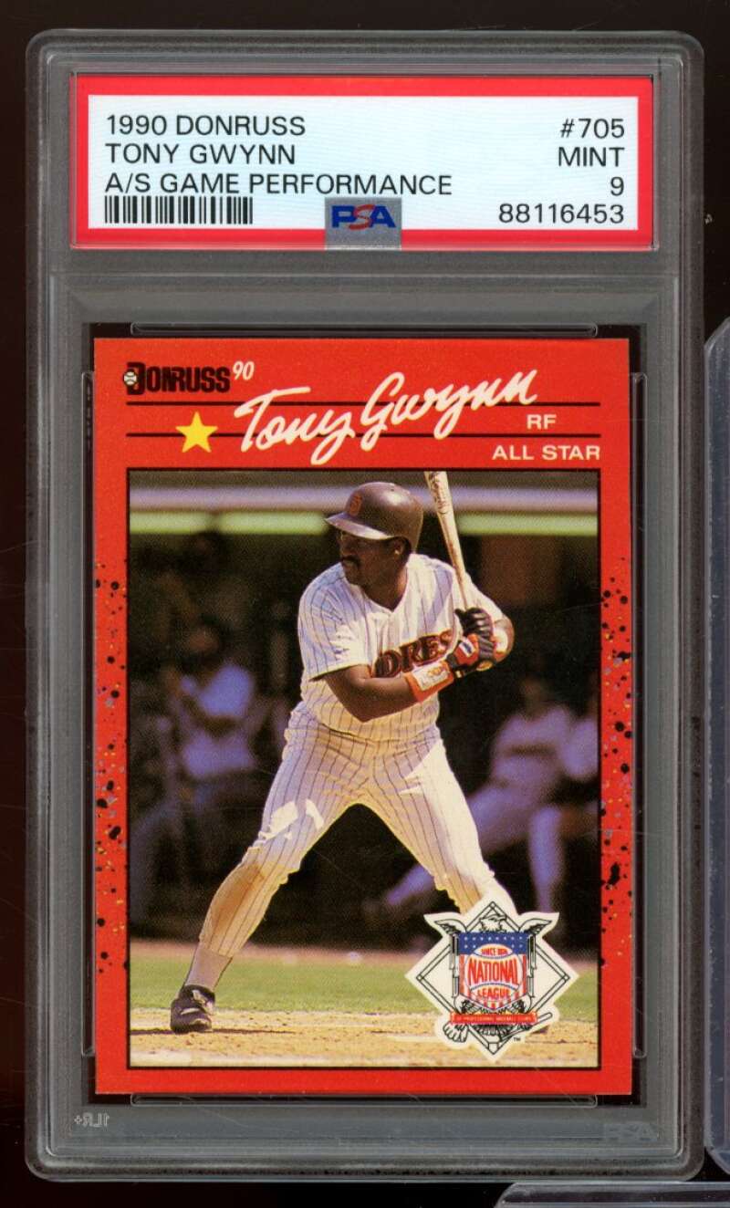 Tony Gwynn Card 1990 Donruss #705 PSA 9 Image 1