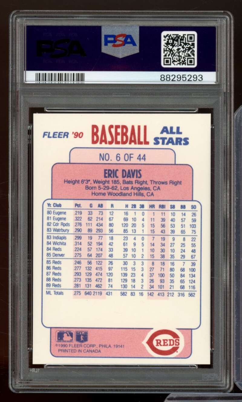 Eric Davis Card 1990 Fleer All-Stars #6 PSA 9 Image 2