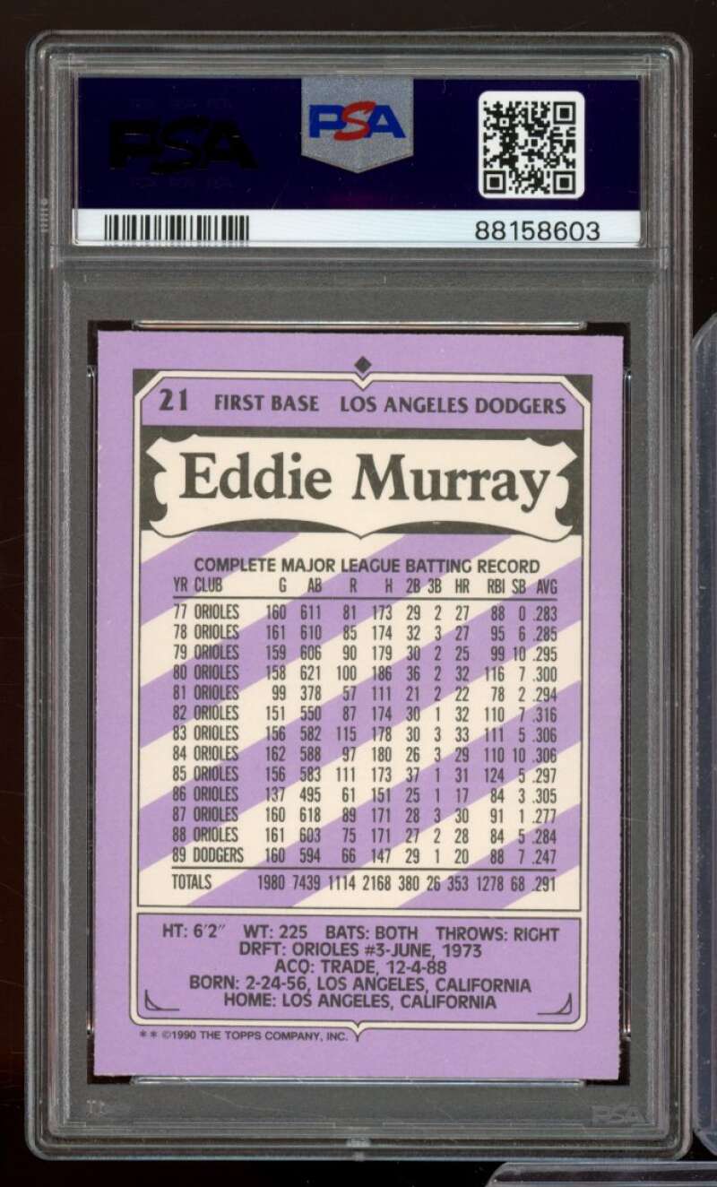 Eddie Murray Card 1990 Kaybee Kings #21 PSA 9 Image 2