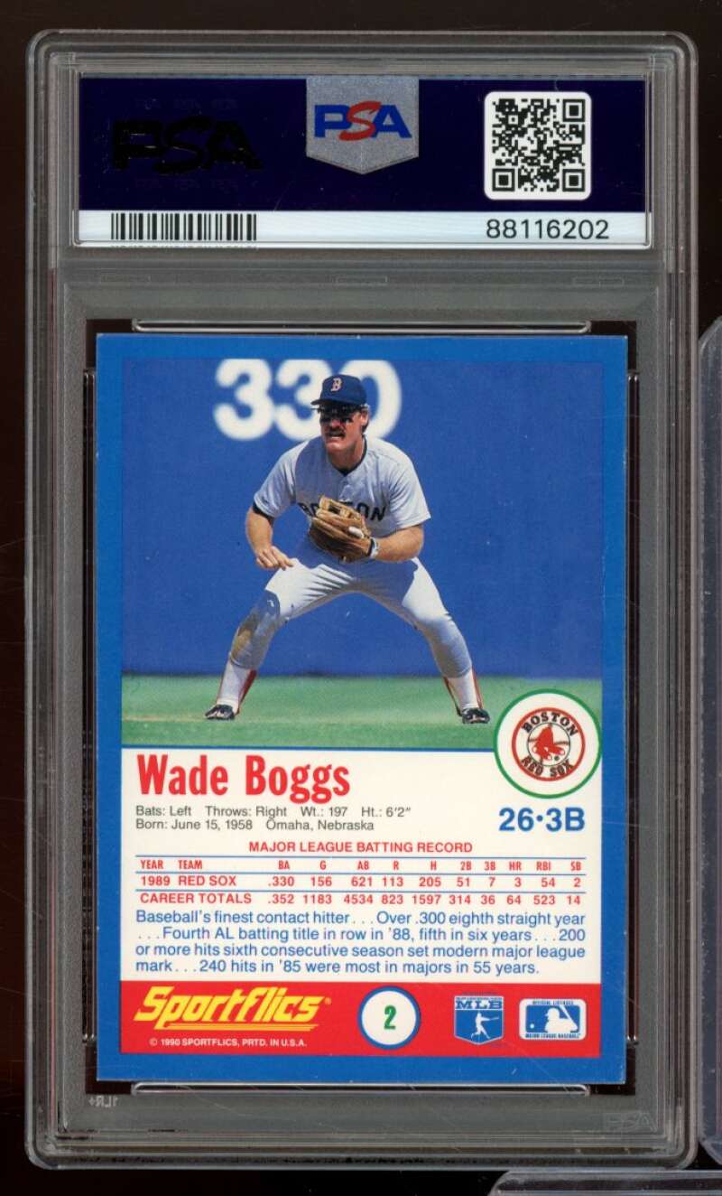 Wade Boggs Card 1990 Sportflics #2 PSA 9 Image 2