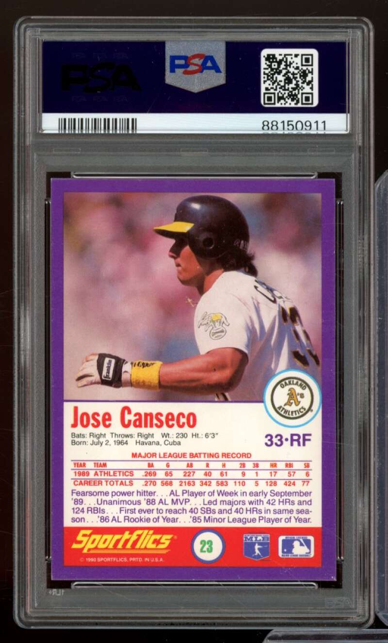 Jose Canseco Card 1990 Sportflics #23 PSA 9 Image 2