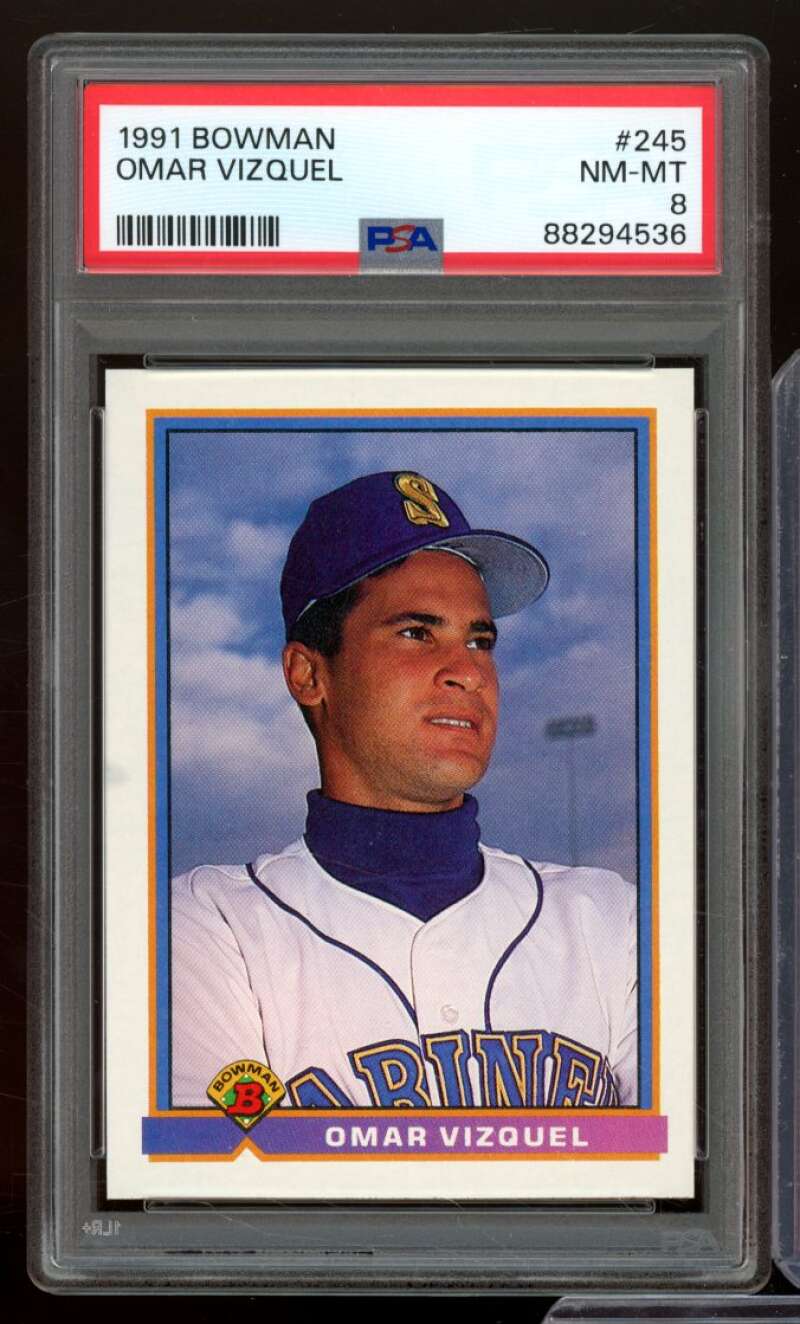 Omar Vizquel Card 1991 Bowman #245 PSA 8 Image 1