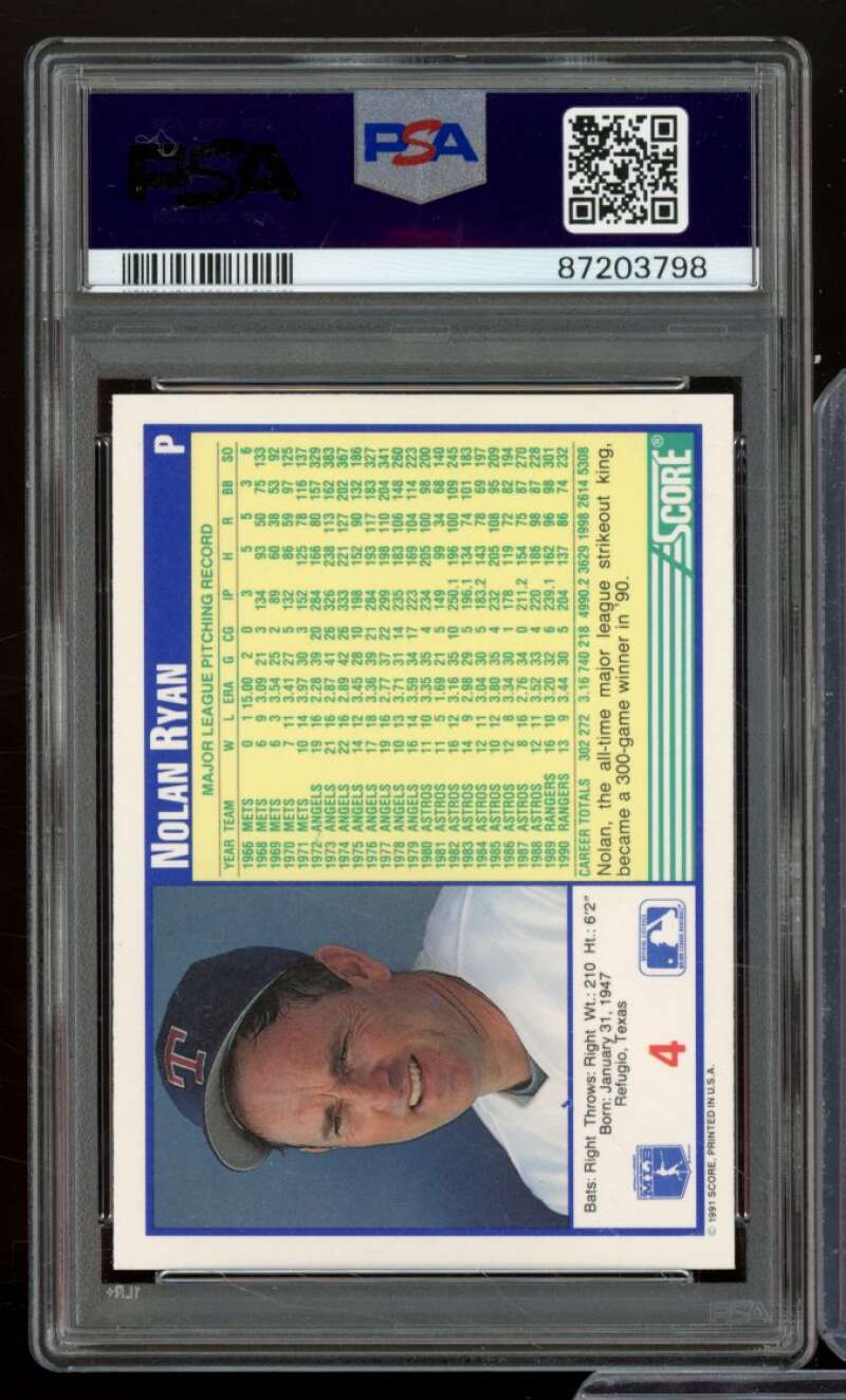 Nolan Ryan Card 1991 Score #4 PSA 8 Image 2