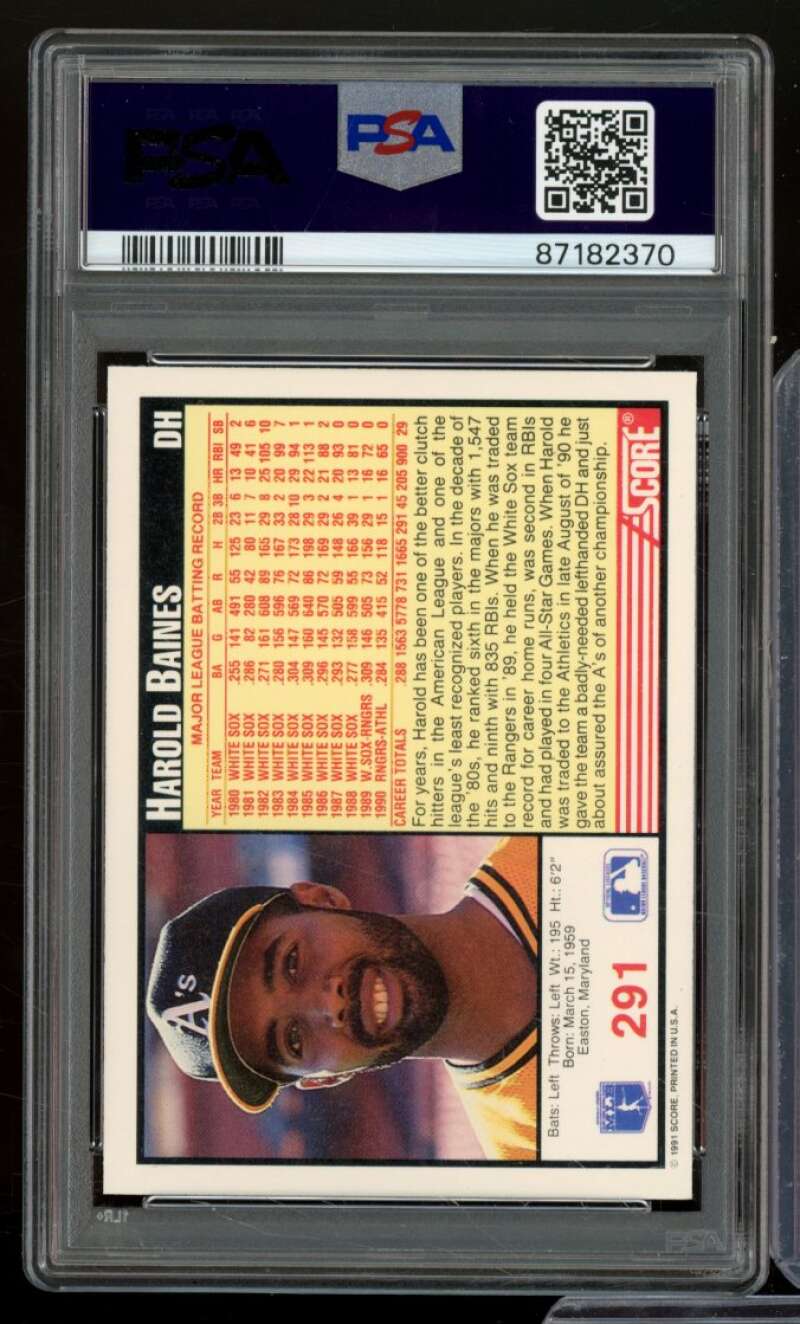 Harold Baines Card 1991 Score #291 PSA 9 Image 2