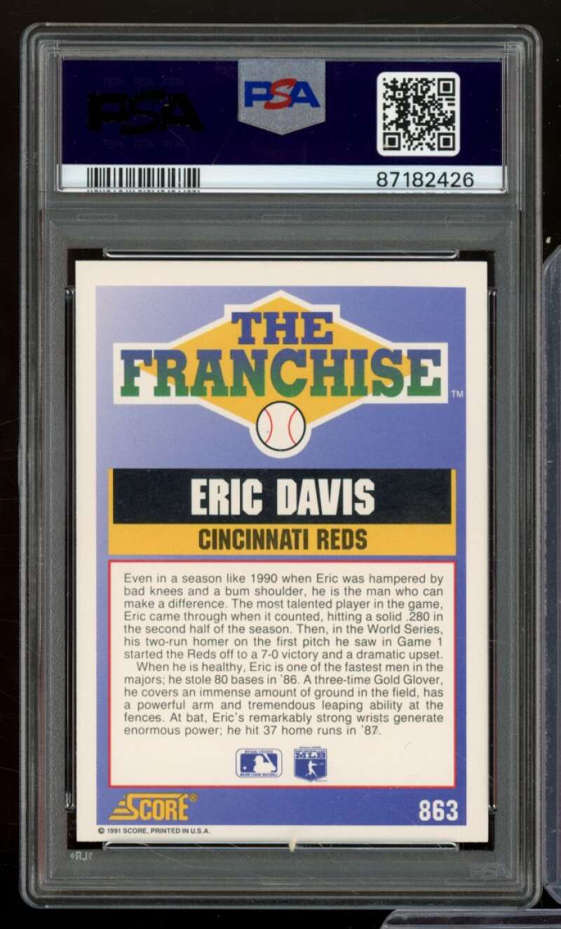 Eric Davis Card 1991 Score #863 PSA 9 Image 2